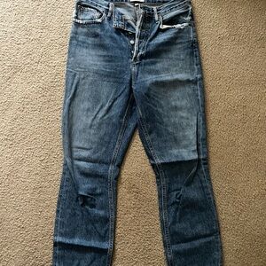 Agolde Women's Cropped Vintage Blue Button-Fly Jeans